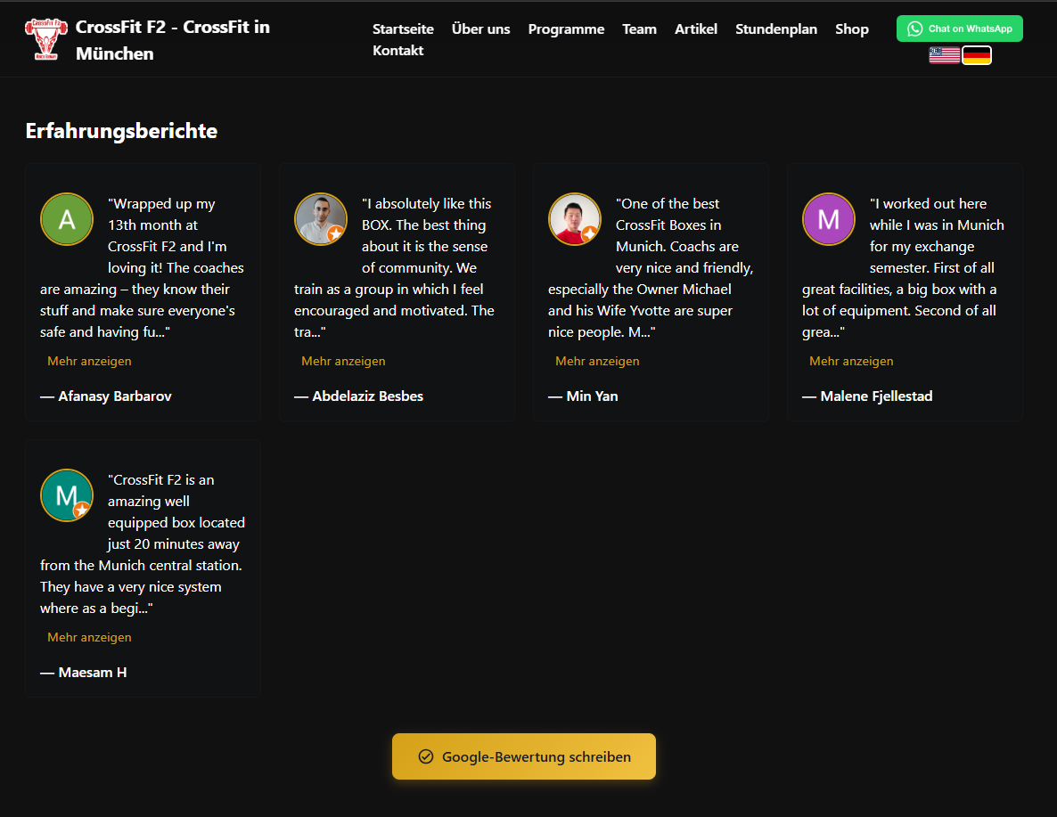 Google Reviews and testimonials